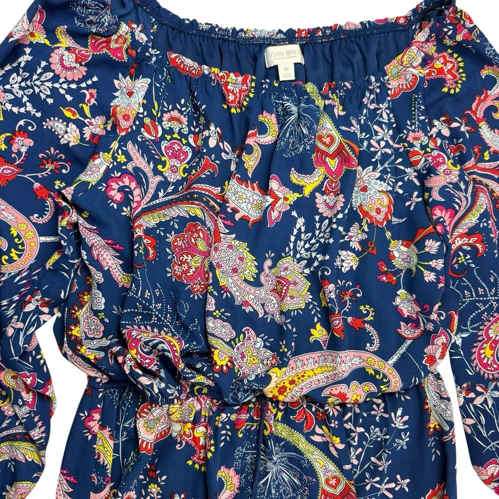 Bisou NEW Michelle Bohbot Paisley Maxi Dress Women 16 Off the Shoulders $86 - Picture 4 of 16